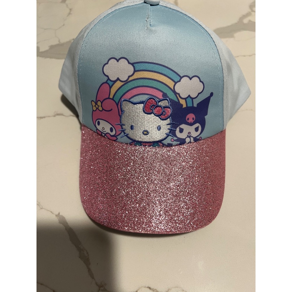 Sanrio Hello Kitty and Friends Blue Glitter Snapback Hat My Melody Kuromi NEW